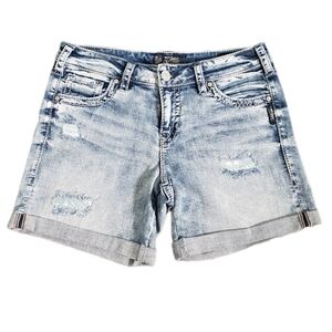 Silver Jean Shorts - Boyfriend Mid Short